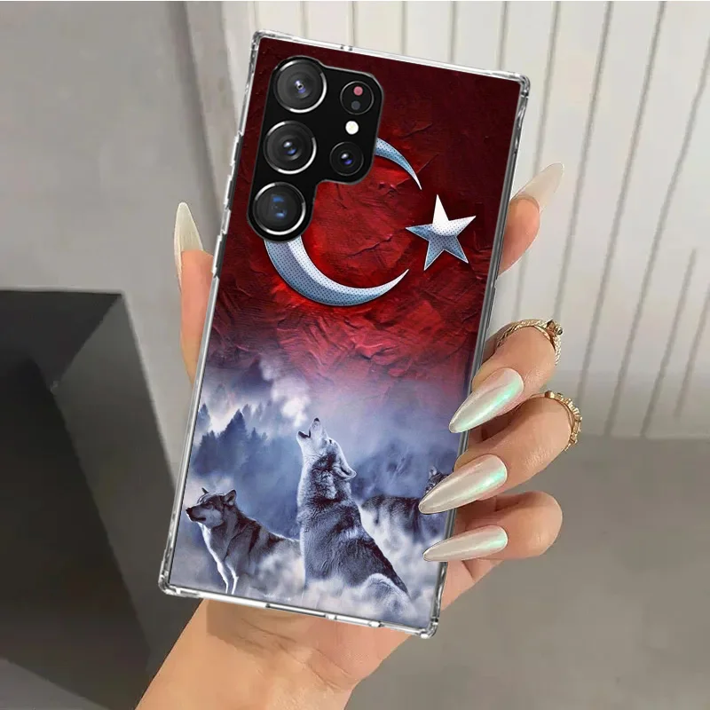 Турецкий флаг чехол для телефона Samsung Galaxy S24 S23 S22 S21 Ultra S20 FE S10 Plus S10E S9 S8 + S7 Edge мягкий