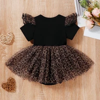 newborn infant baby girls princess short sleeve leopard print romper dress clothes outfit summer girls mini dress