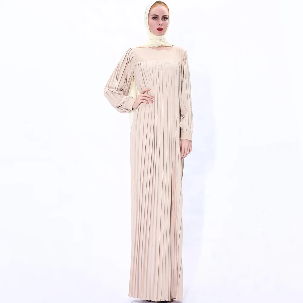 Robe Femme Musulmane Women Pleated Muslim Dress Islamic Ramadan Dress Belt Abaya Dubai Abaya Turkey Muslim Fashion