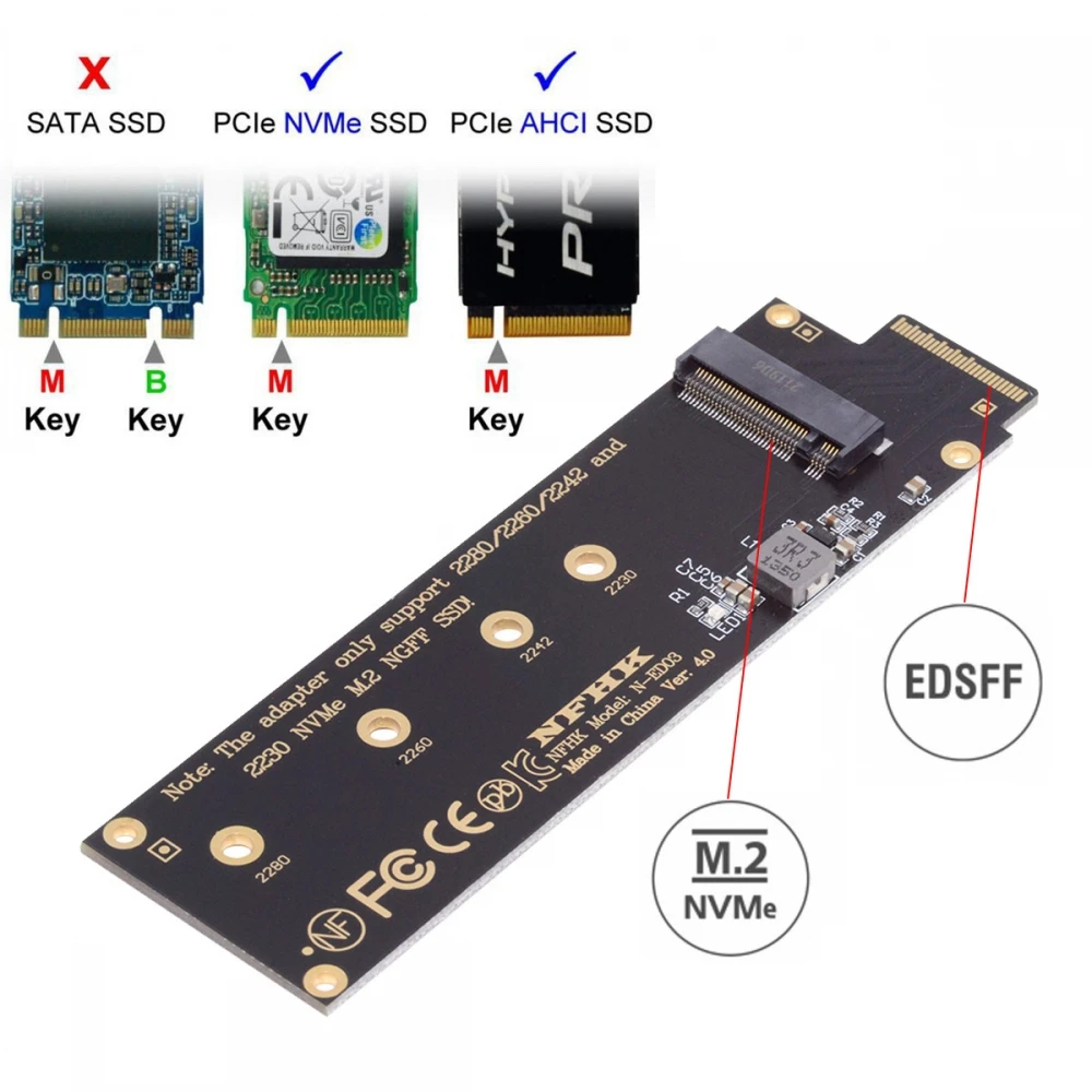 Адаптер E1.S NVMe NGFF M-key 4X к PCI-E Ruler 1U GEN-Z EDSFF Short SSD Адаптер-держатель хоста