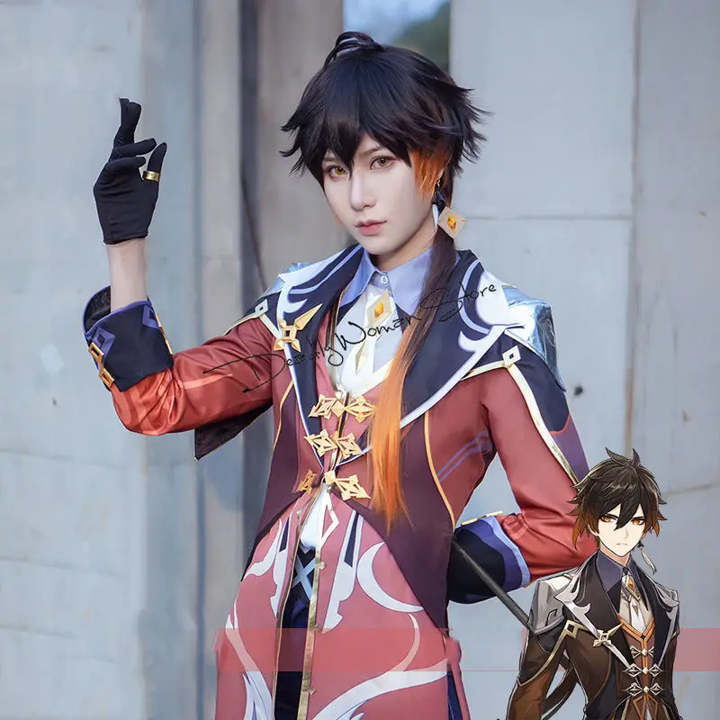 Костюм для косплея Чжун ли из аниме геншин ударт чжунглли костюм на Хэллоуин