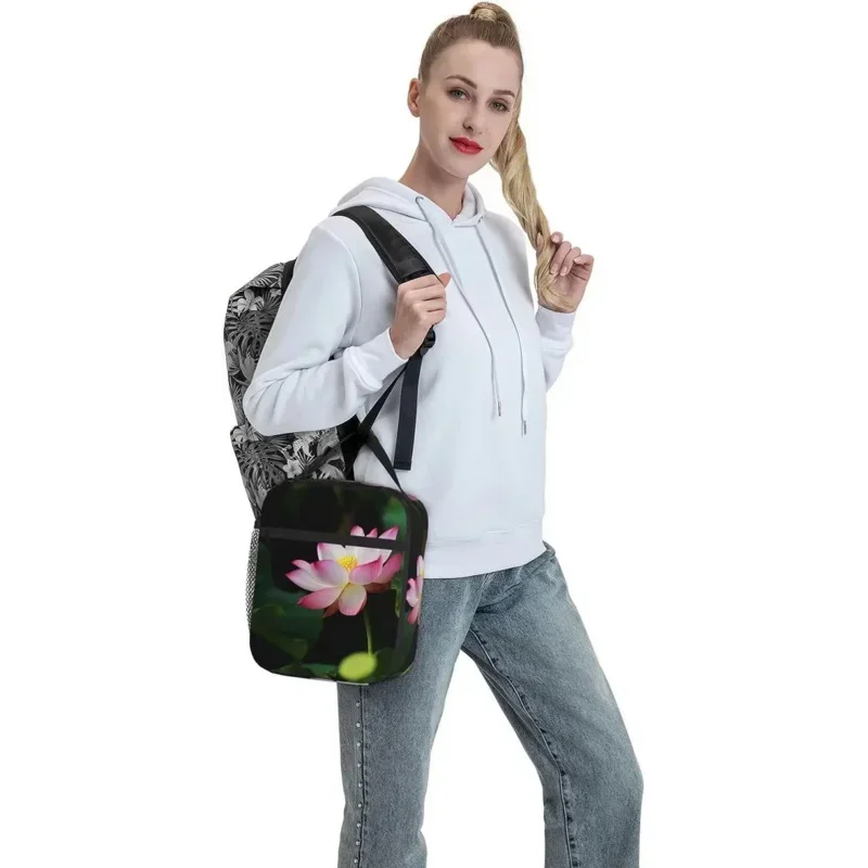 Pudełko na lunch z kwiatowym nadrukiem Izolowane torby wielokrotnego użytku