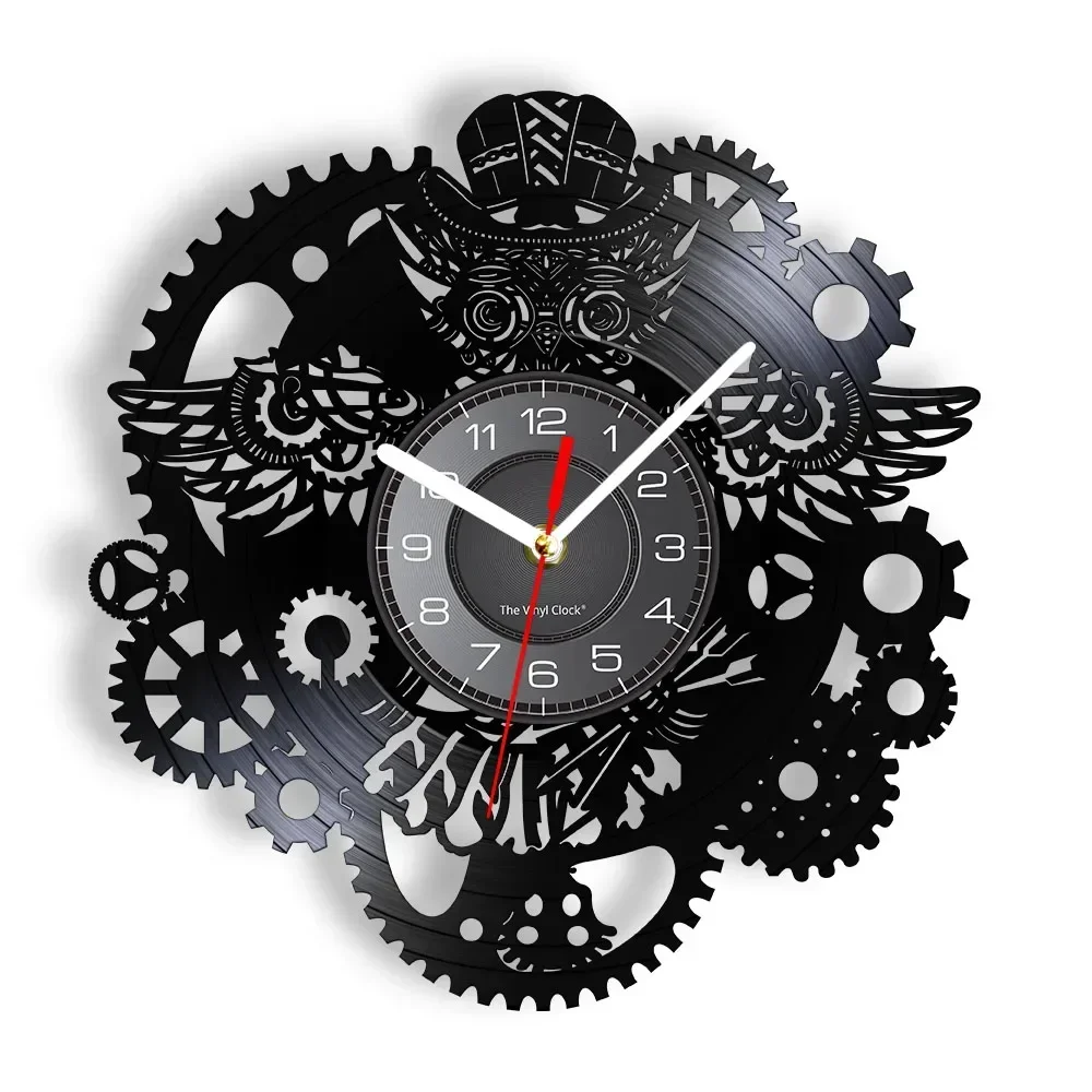 Настенные часы в стиле стимпанк с изображением совы винтажные настенные