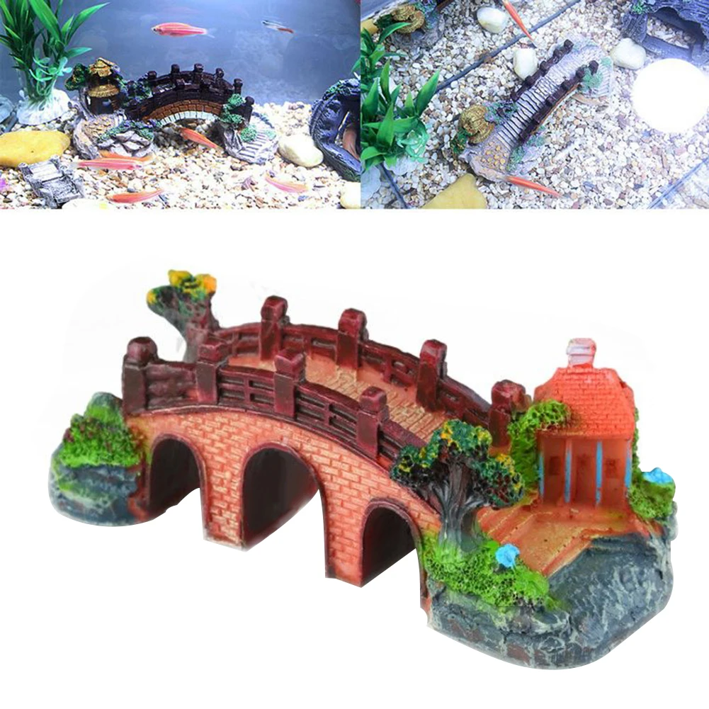 

Retro Aquarium Decorative Resin Fish Tank Ornament Bridge Tree Landscape Resin Bridge Aquarium Decoration Accessories