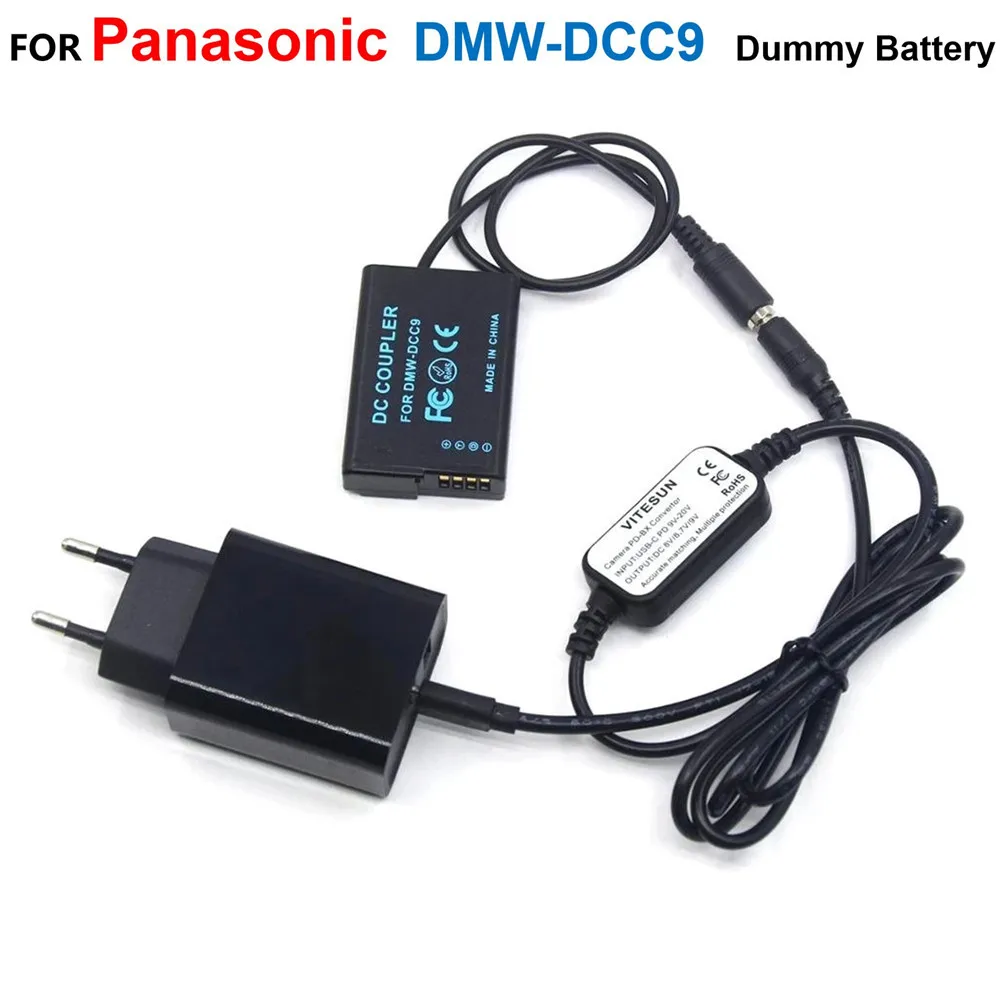 

DMW-DCC9 BLD10 BLD10E Fake Battery+USB C Power Cable+PD Charger Adapter For Lumix DMC-GX1 DMC GF2 G3 G3K G3R G3T G3W GF2CR GF2CW