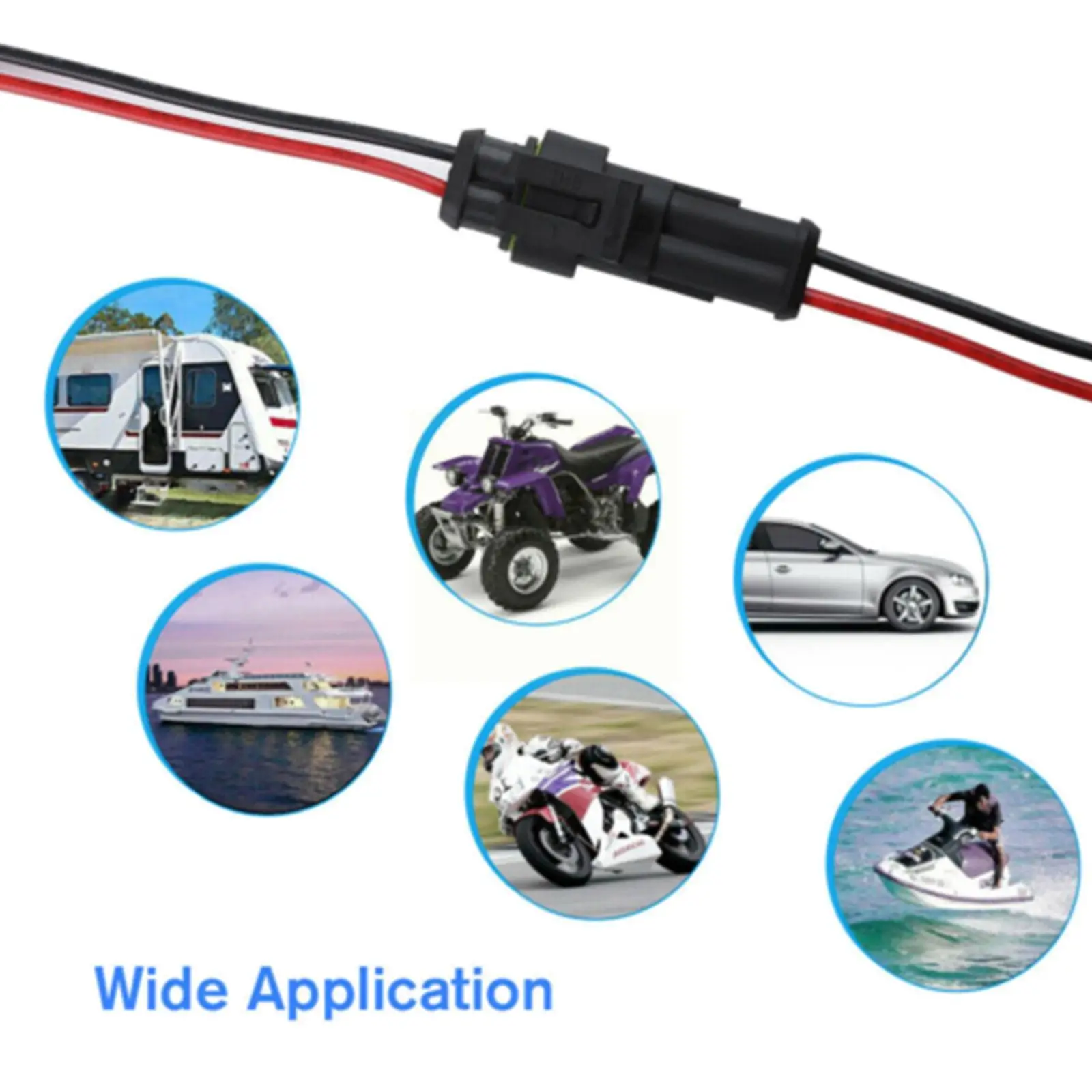 

10pcs 5 Pairs Waterproof Automotive Male Female Electrical Connectors Plug 2-Pin Way With Wire For Car Motorcycle Scooter M L7A6