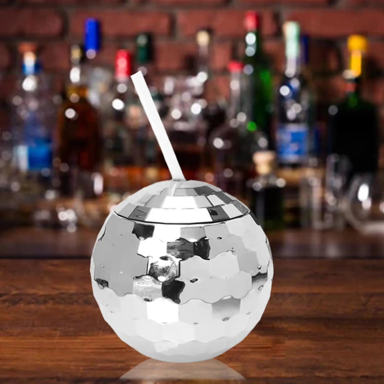 

New Unique Disco Ball Cups Flash Cocktail Cup With Straw Nightclub Bar Party Flashlight Straw Wine Glass Drinking Tea Bottle