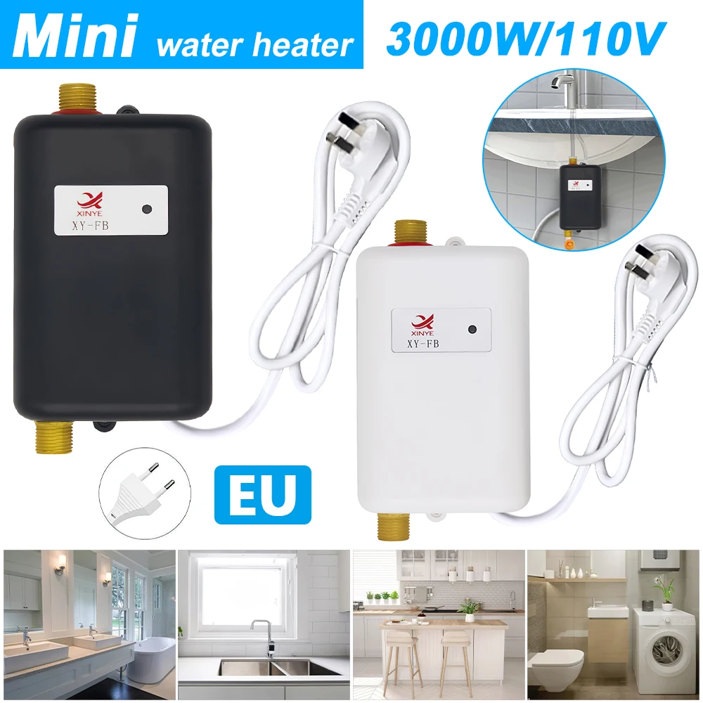 

110V/3000W 220V/3800W Tankless Electric Water Heater Bathroom Kitchen Instant Water Heater Mini Fast Heating Shower Universal