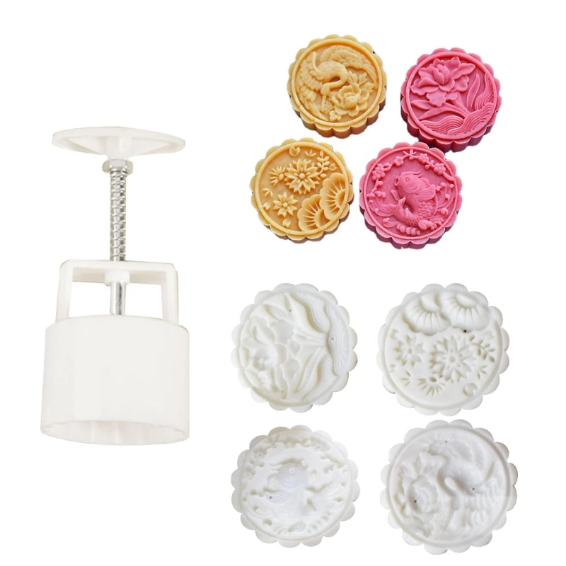 

Crane Carp Shape Mooncake Stamps, Mooncake Molds, Plastic Tools, Hand Pressure Plastic Material, Baking Accessories