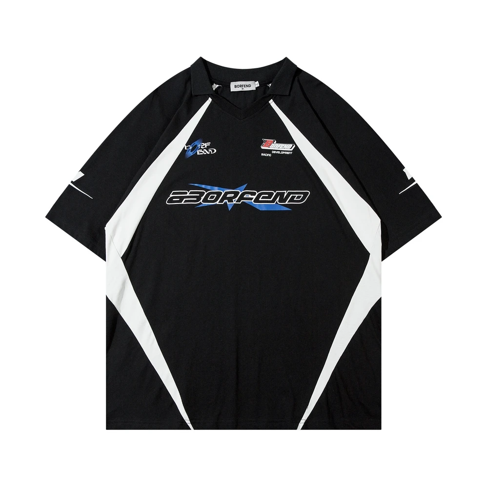 

Men Women Hip Hop American Style Contrast Color Splice Vintage Letter Print Short Sleeve 2023 Summer Streetwear Casual T-shirt