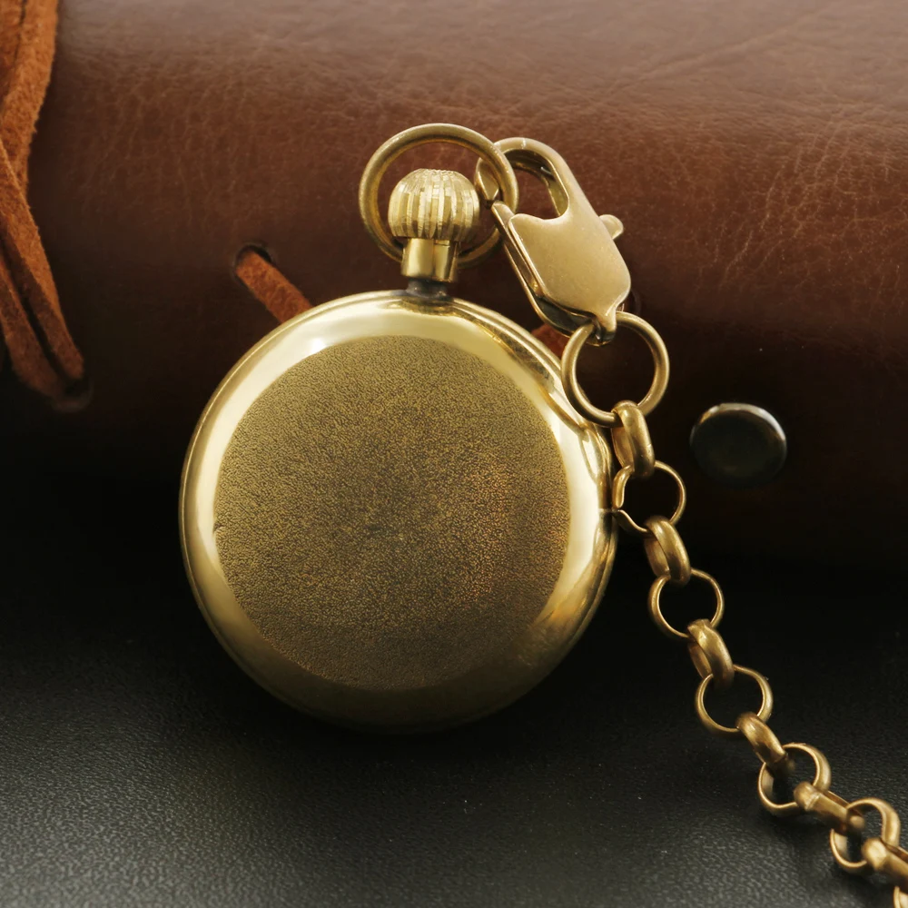 Small Hollow Bronze Roman Digital Mechanical Pocket Watch High Quality Necklace Timing Pendant Pocket Watch for Men and Women