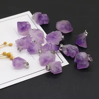 6pcs natural quartz crystal amethysts stone charm pendant for jewelry making necklace bracelet earring women gift size 15 18mm