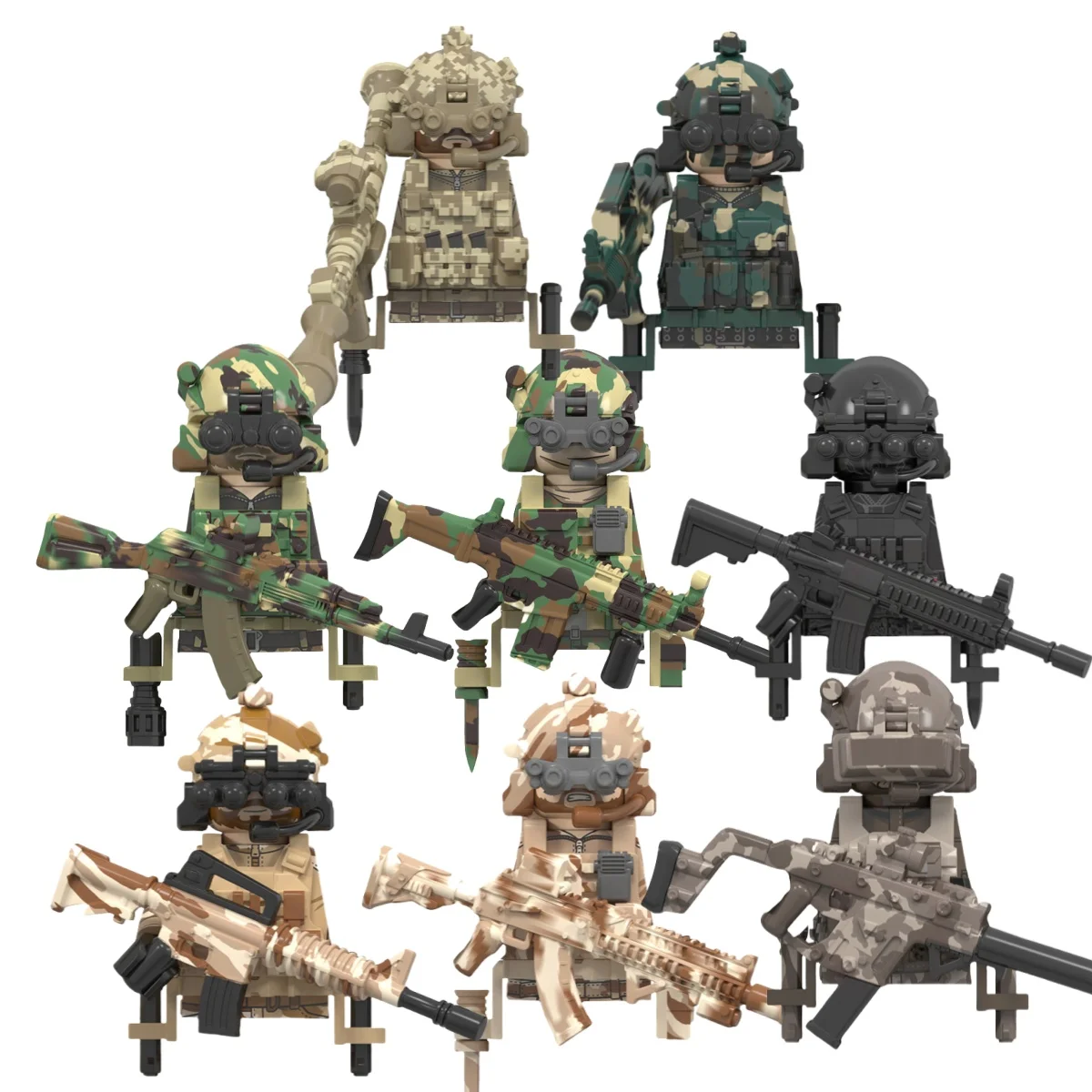 MOC милитари солдаты мини аниме Экшн фигурки оружие робот мейка строительные
