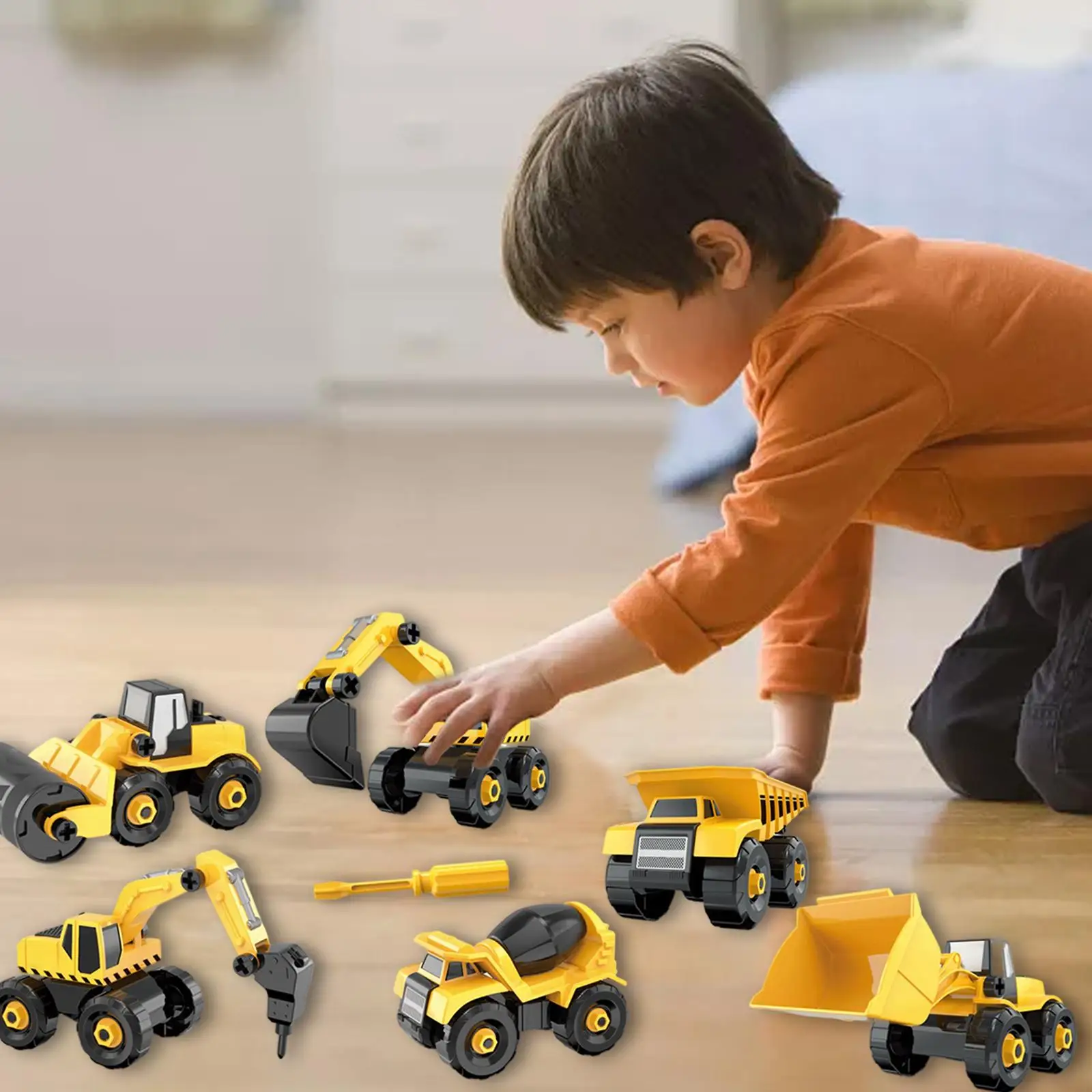 

6Pcs Engineering Vehicle Combination Educational Toys with Screwdriver Construction Car for Boys baby