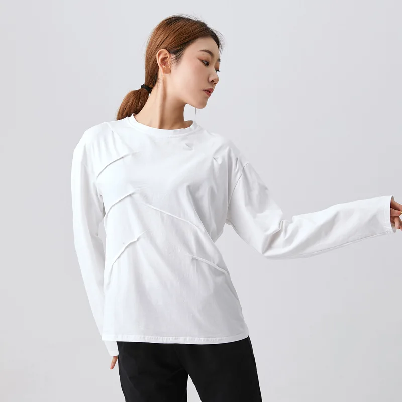 Футболка женская Свободная с длинным рукавом и рюшами для танца живота