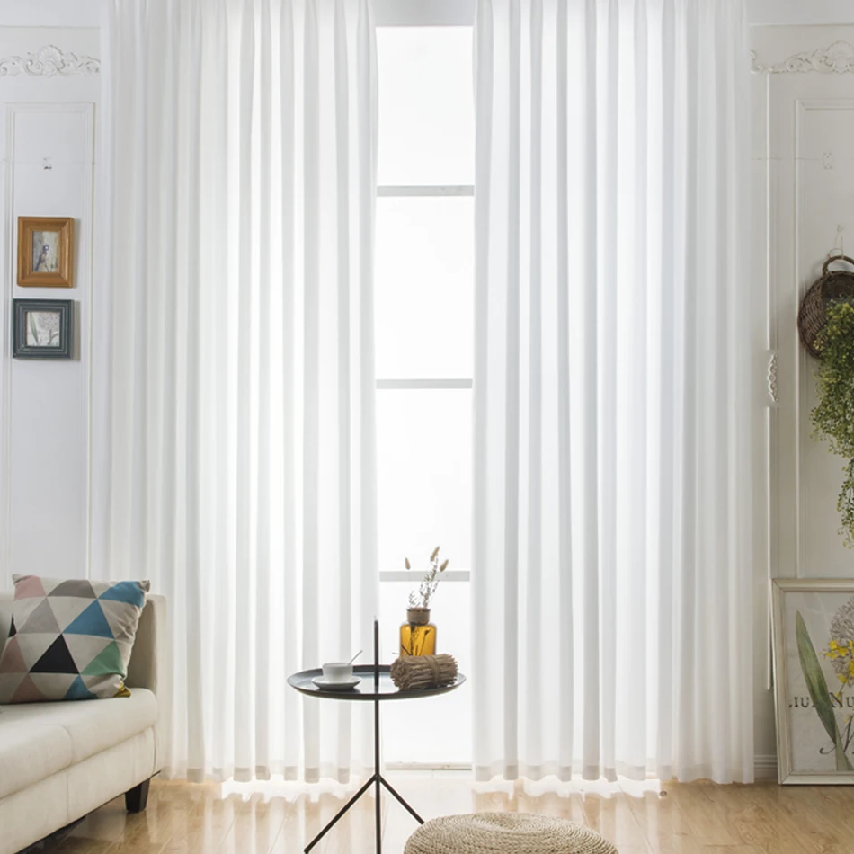 

White Curtains Soft Hand Feeling Curtains for Bedroom Voile Curtain Living Room Window Treatment Tulle Curtains Drape Decoration