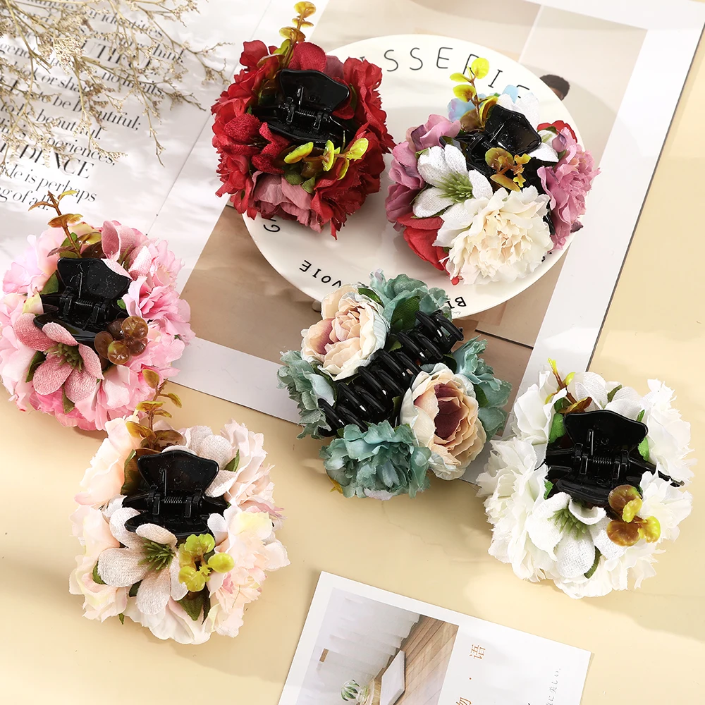 9 см Искусственный цветок волос Краб зажим для Когти женщин Роскошные свадебные