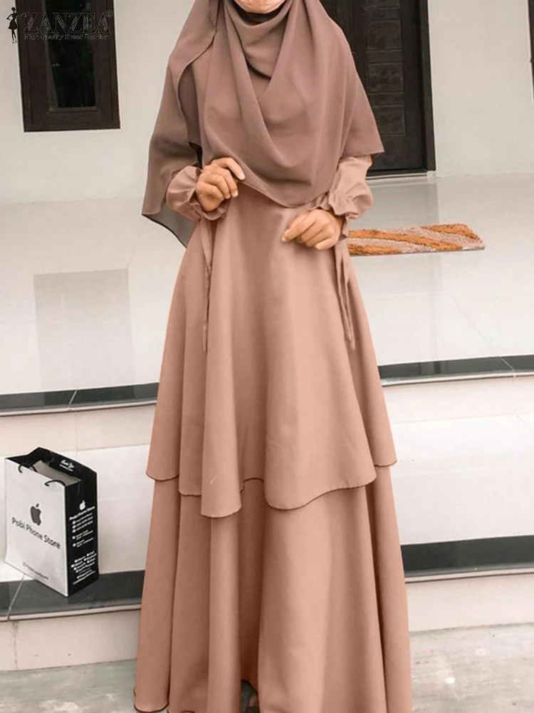 

ZANZEA Women Fashion Long Sleeve Solid Muslim Dress Casual Dubai Turkey Abaya Hijab Sundress Islamic Clothing Ramadan Vestidos