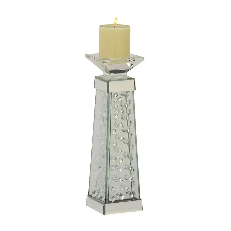 Free Shipping Silver Glass Mirrored Candle Holder