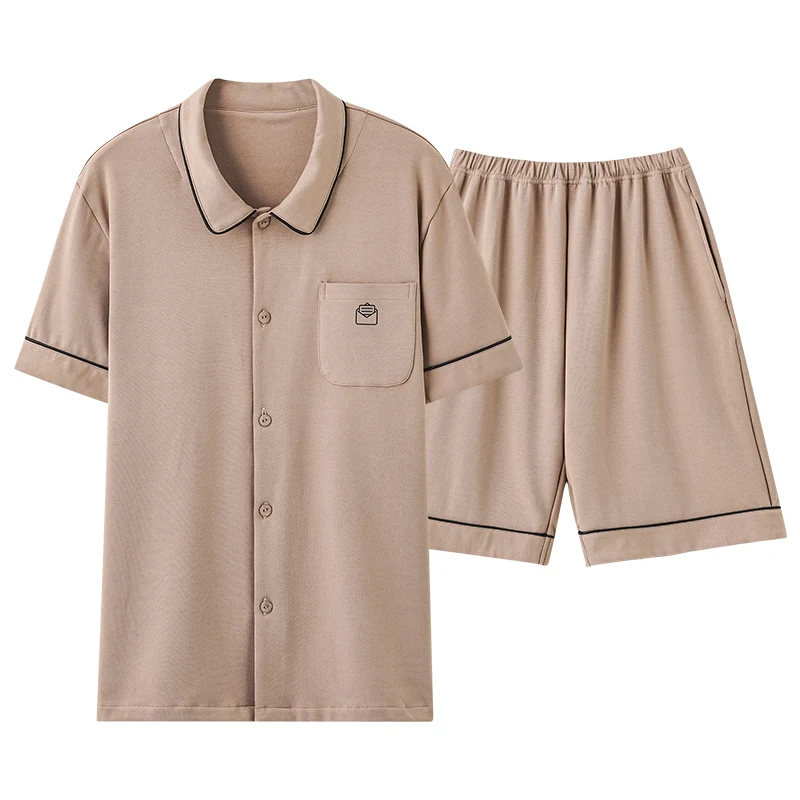 Новейший комплект пижам для пары летняя одежда сна из 100% хлопка с отложным