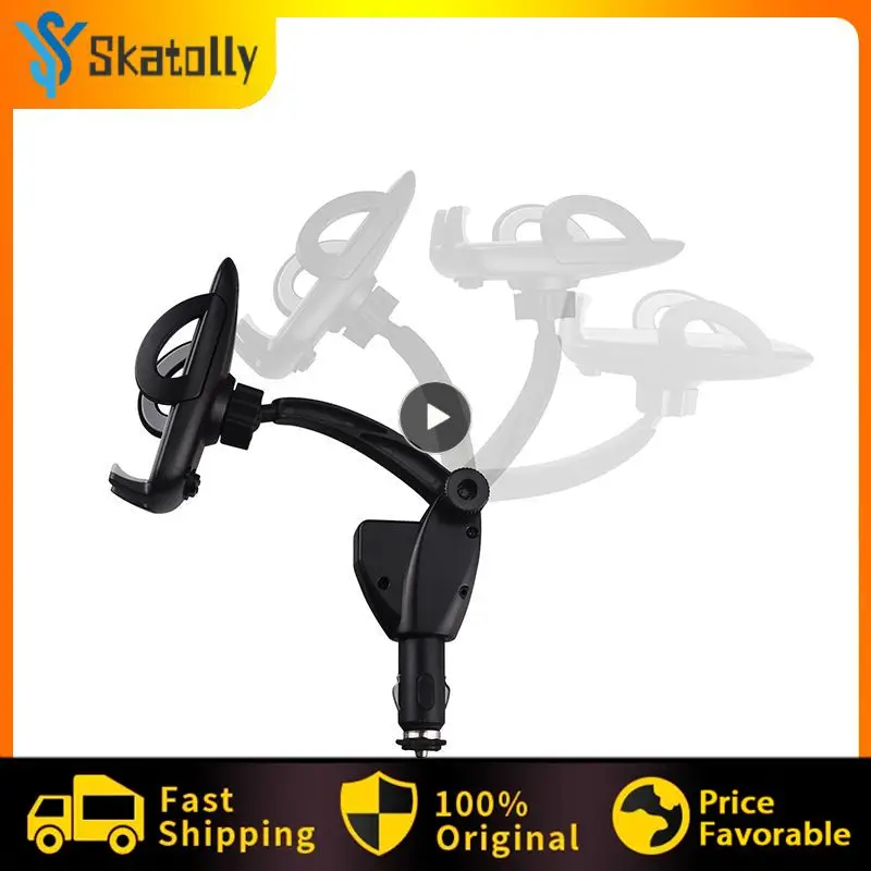 

360 Degree Rotating Cigarette Lighter Cell Phone Bracket Dual USB 2 Port Car Charger Holder For Universal Mobile Phone