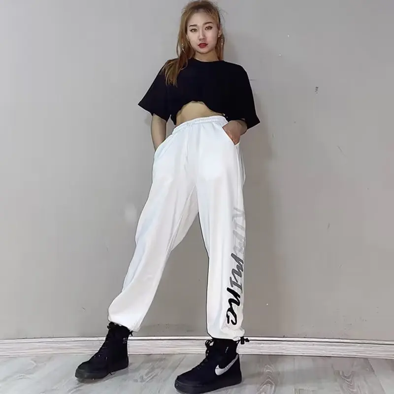 Черные спортивные брюки для женщин новинка на весну мешковатые модные оверсайз