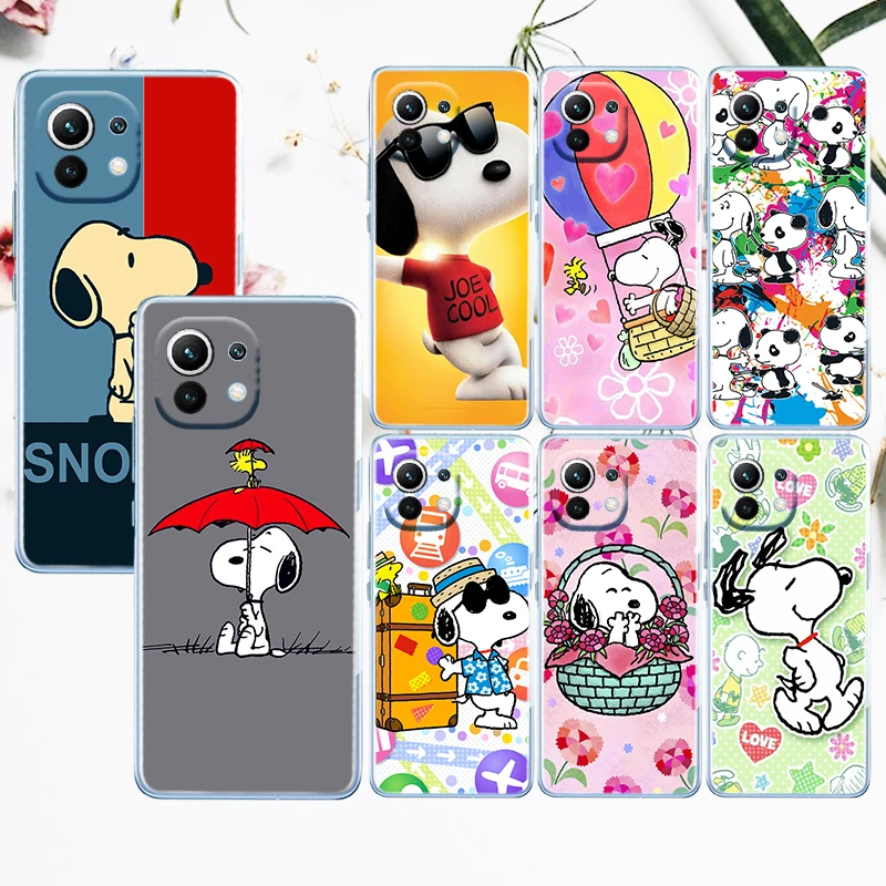 

Cute Cartoon Snoopy Dog For Xiaomi Mi 12 12X 11 11T 11i 10T 10 Pro Lite Ultra 5G 9T 9SE A3 Transparent Soft TPU Phone Case