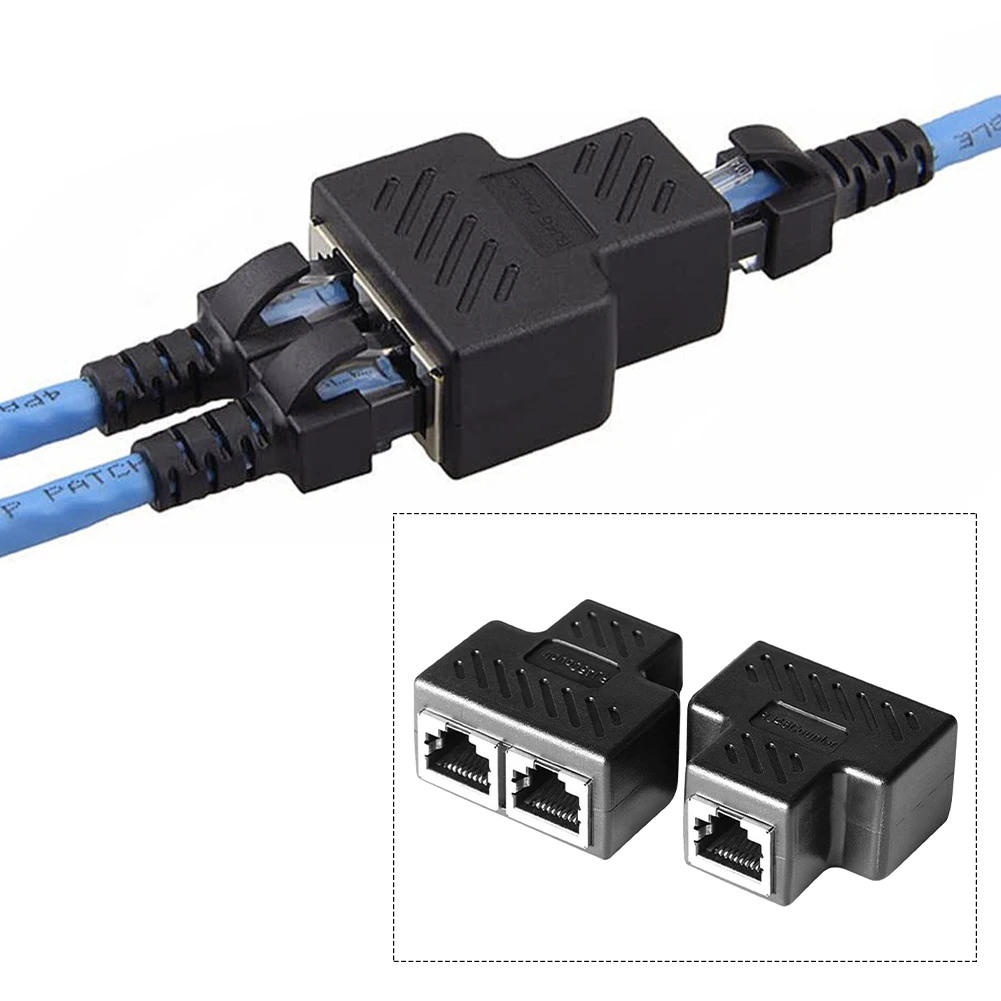 

2pcs Ethernet Network Adapter High Speed Plug Play Mini Stable Signal RJ45 Extension Home Office LAN Splitter Universal 1 To 2