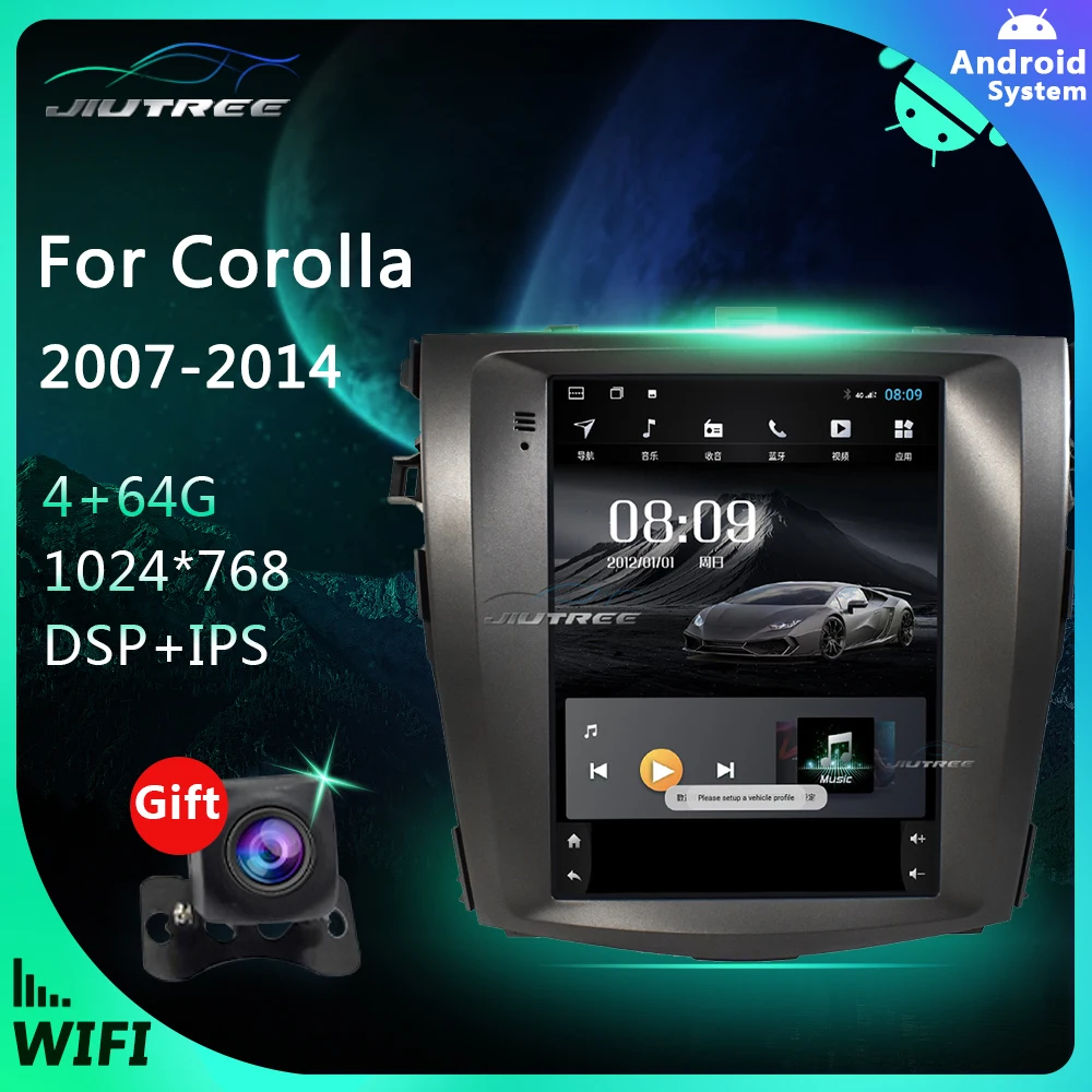 

Экран в стиле Теслы для Toyota Corolla 2007-2014, автомобильное радио, мультимедийный видеоплеер, GPS-навигация, стереоприемник, головное устройство 2 din