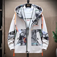 hip hop spring mens casual hooded jackets autumn patchwork thin coats outwear top windbreaker plus size 4xl streetwear clothing