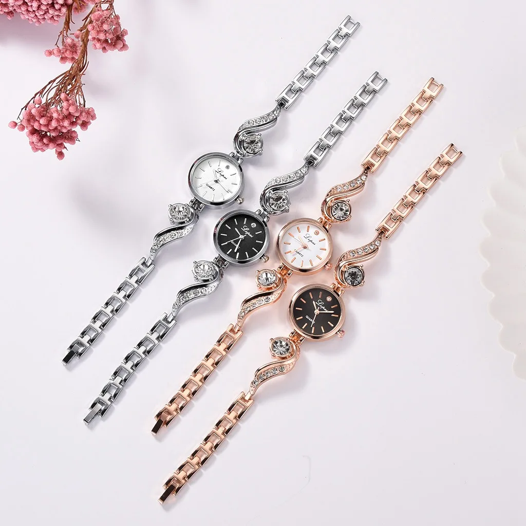 

Женские кварцевые часы с браслетом, роскошные элегантные наручные часы со стразами, золотистые часы со стальным браслетом, 2022