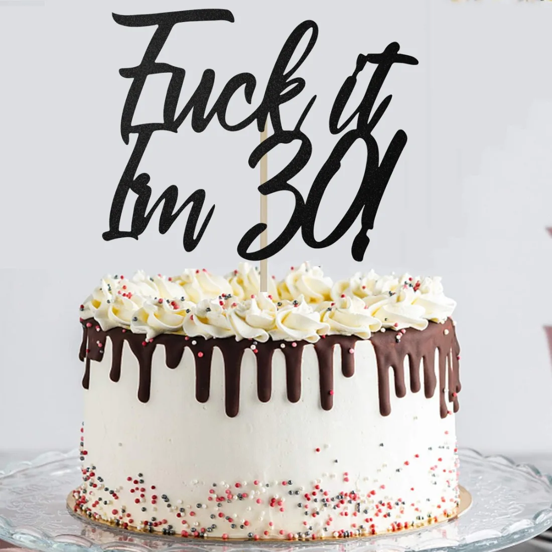 

Блестящее черное украшение для торта 30 лет