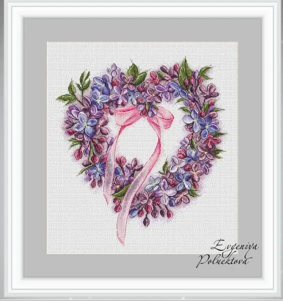 

Lilac wreath 38-41 Cross stitch Handmade 14CT Counted Canvas DIY Cross-stitch kits Embroidery