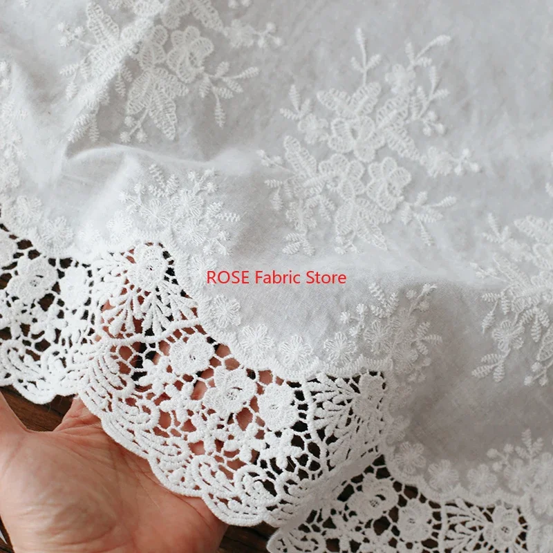 Фото 2 ярда Off White Flower вышитая хлопковая кружевная бейка для шитья своими руками, украшения домашней вечеринки, скатерти №1