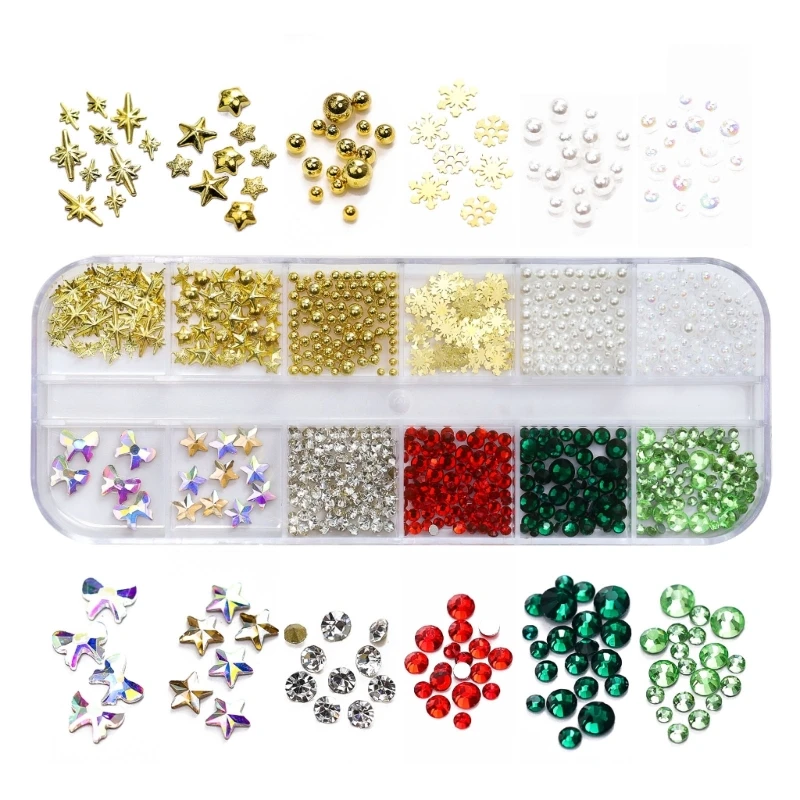 

Christmas 3D Nail Charms Crystal Nail Art Rhinestones Metal Nail Art Studs