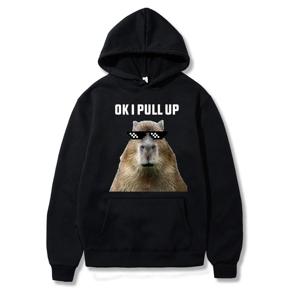 

Funny Ok I Pull Up Capybara Print Hoodie Men's Fashion Casualspring Hooded Sweatshirts Gothic Pullovers Clothes for Teens