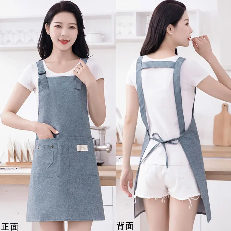 

Linen Cotton Home Kitchen Waterproof Workwear Summer Aprons Cooking Apron BBQ Restaurant Bar Cafe Shop Studio Uniform
