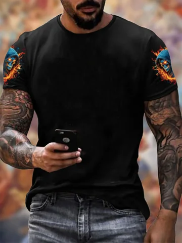 Мужская футболка из полиэстера с принтом скелета