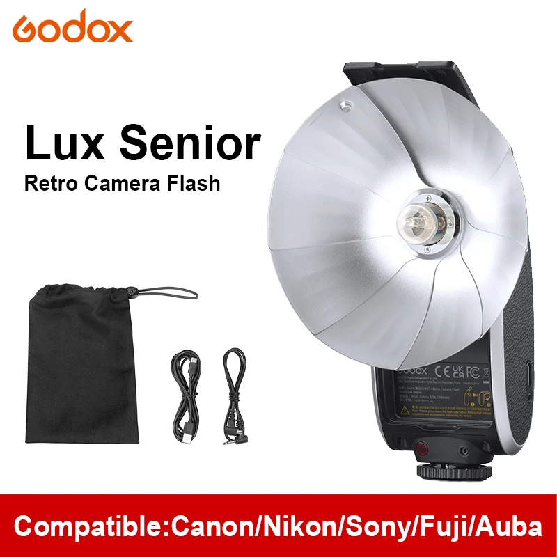 

Godox Lux Senior Retro Camera Flash GN14 6000K±200K 7 Levels Speedlite Trigger for Canon Nikon Fujifilm Olympus Sony Camera
