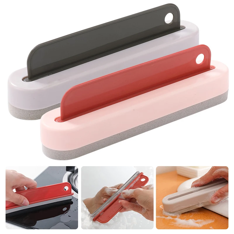 

2 In I Silicone Mirror Glass Wiper Scraper Kitchen Countertop Cleaning Brush Bathroom Cleaning Squeegee Window Glass Cleaner