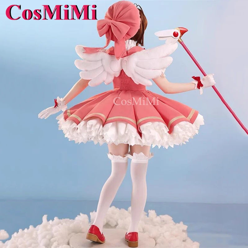 CosMiMi Cardcaptor Sakura Kinomoto Косплей Костюм Великолепная Красная Белая Боевая Униформа V2.0