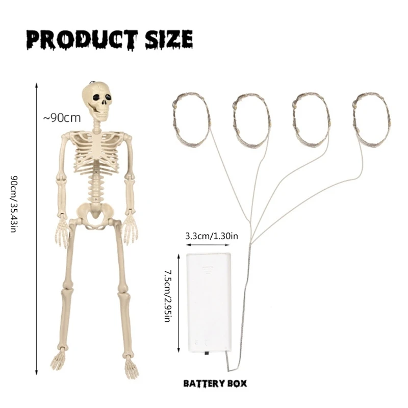 2024 Новое реалистичное украшение из костей скелета кладбища со светящимся