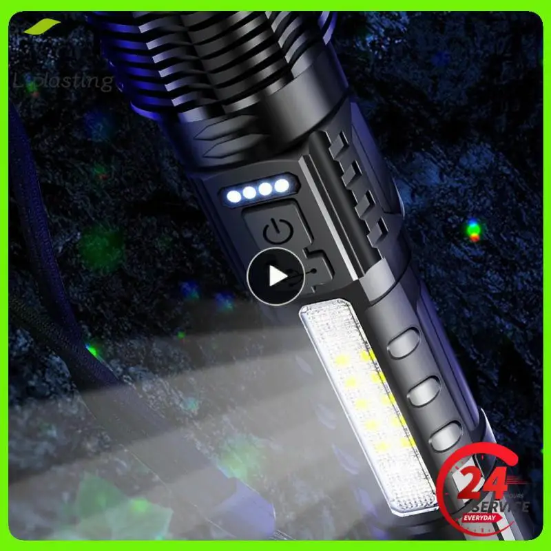 

Waterproof Flashlight Powerful Zoom Lamp Keychain Light Emergency Spotlights Battery Torch Tactical Spotlights Built-in Battery