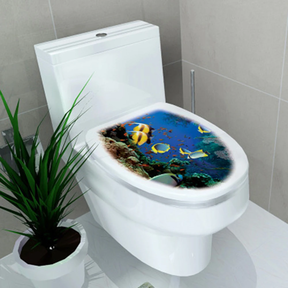 1PC Sticker WC Pedestal Pan Cover Toilet Stool Commode Home Decor Bathroom 3D Printed Flower View 32*39cm | Дом и сад