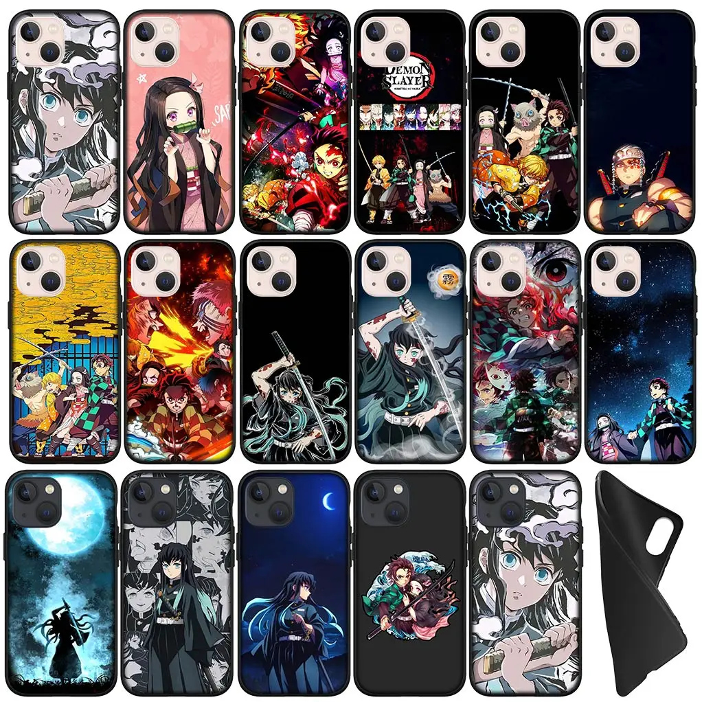 Чехол для телефона Muichiro Tokito рассекающий демонов Nezuko Tanjirou Apple iPhone 15 14 Plus 13 12 Mini Pro Max +