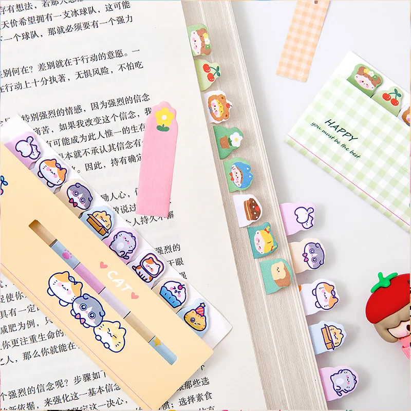 

120pcs Cute Cartoon Memo Pads Writable Sticky Notes Bookmark Kawaii Stationery Notebook Planner Journal Index Stickers Page Flag