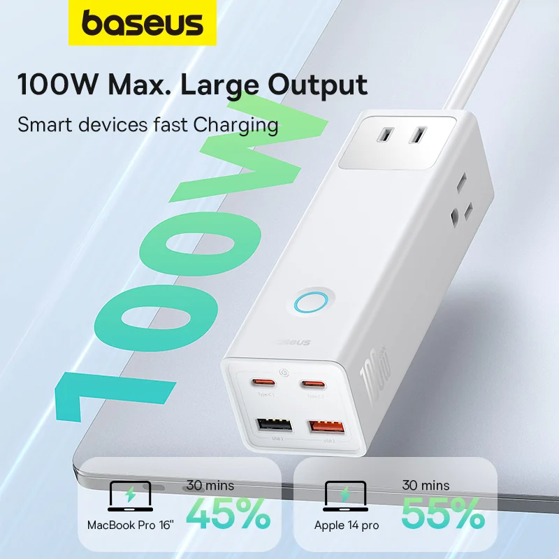 

Baseus PowerCombo Changer Pro PowerStrip 3AC+2U+2C 100W 1.5m US Cluster