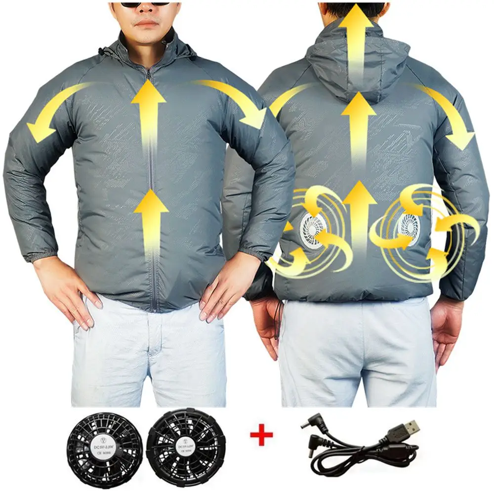 

Men Summer jacket USB Air Conditioning Fan Clothes couple skin clothing light and breathable fishing sun protection jacket