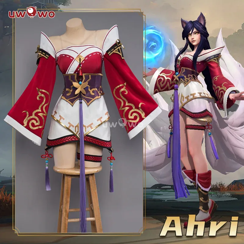 Фото aa124LQIN STOCK UWOWO League of Legends/LOL: Champion Nine Tails Wildd Riftt Game Костюм Ahri Хэллоуин Косплей №2