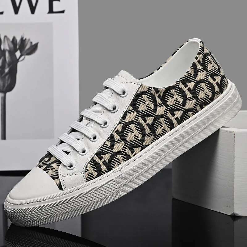 

Мужские парусиновые туфли из натуральной кожи, на плоской подошве